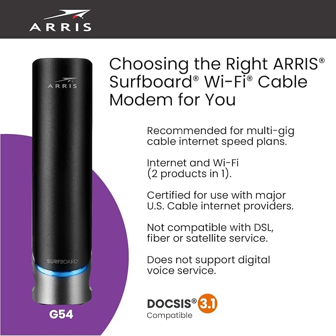 ARRIS - Cable Modem Router Combo - Fast DOCSIS 3.1 Multi-Gigabit & BE 18000 - Image 3