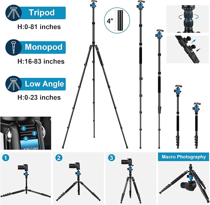 JOILCAN Tripod for Camera, Heavy Duty Travel Tripod for Binoculars Spotting - Image 6