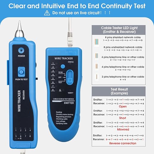 Cable Tracer Ethernet Network Cable Tester RJ45 RJ11 - Image 5
