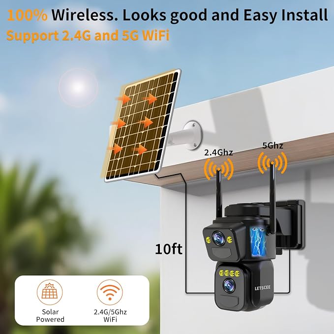 LETSCEE Security Cameras Outdoor WiFi, 5G/2.4G Cameras - Image 2