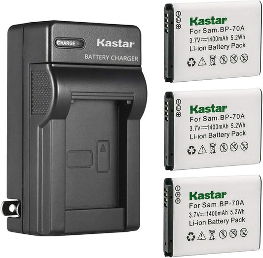 Kastar 3-Pack BP-70A Battery and AC Wall Charger Replacement by Kastar