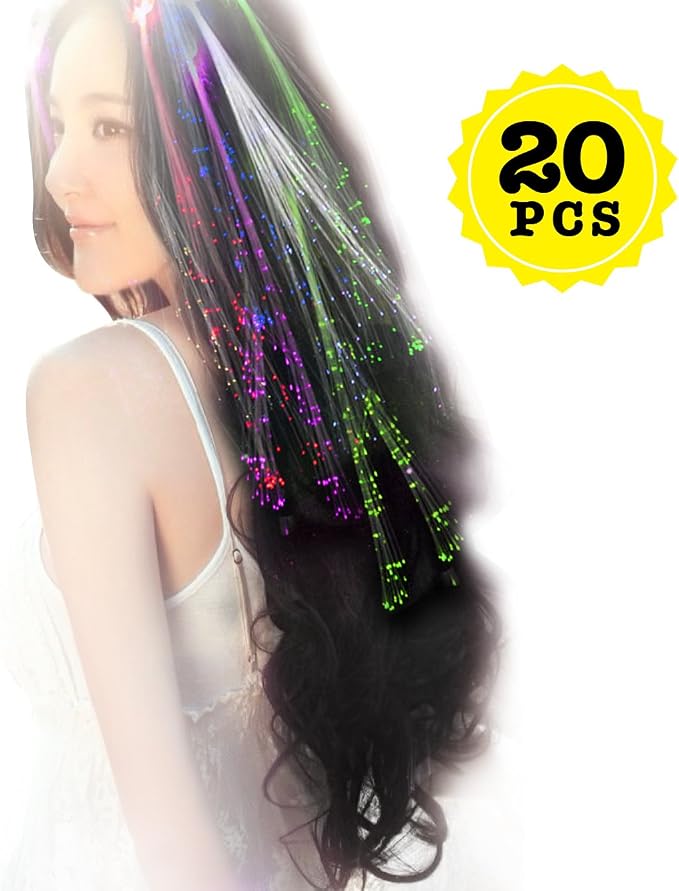 20pcs Multicolor LED Flashing Fiber Optic Hair Barrettes - Image 9