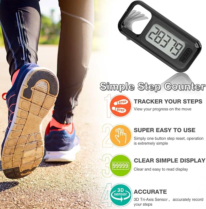 Simple 3D Step Counter, Walking Pedometer, Steps Tracker - Image 2