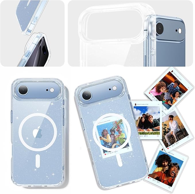 toushion 3 in 1 for iPhone Air Case Clear Glitter, Fits MagSafe, Not Yellowing - Image 7