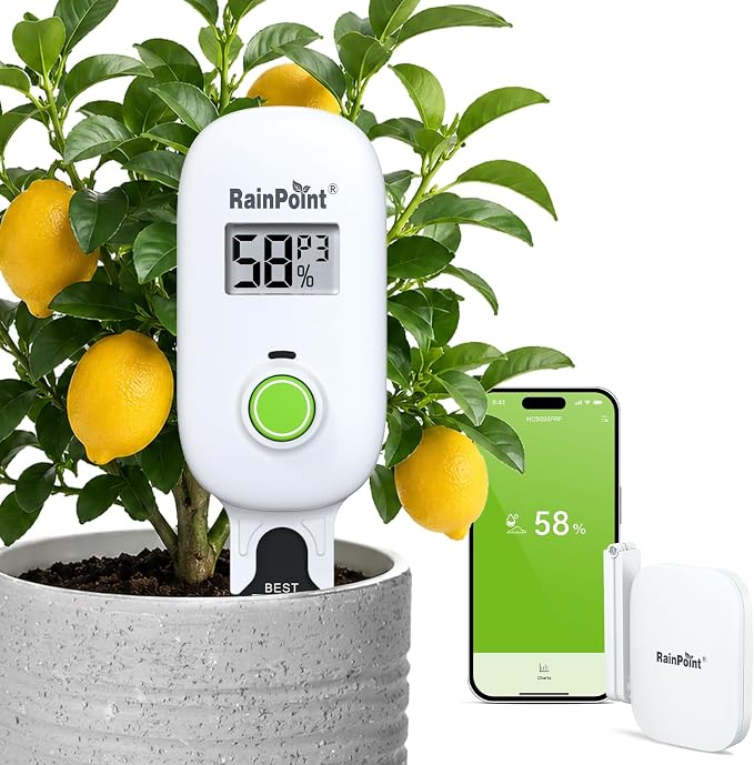 RAINPOINT Smart Digital Wireless Plant Moisture Meter Houseplants Indoor WiFi by RainPoint