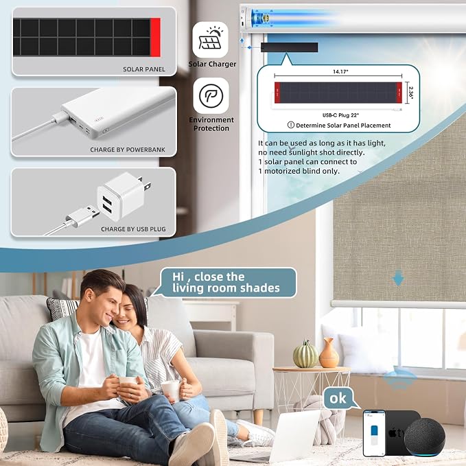 SmartWings 70% Light Filtering Motorized Roller Shades Work - Image 2