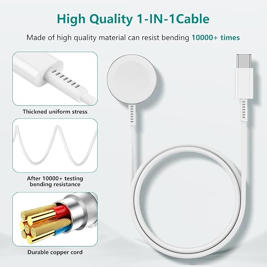 2Pack for Apple Watch Charger Cable, Magnetic Fast Charger to USB-C Cable 3FT - Image 4