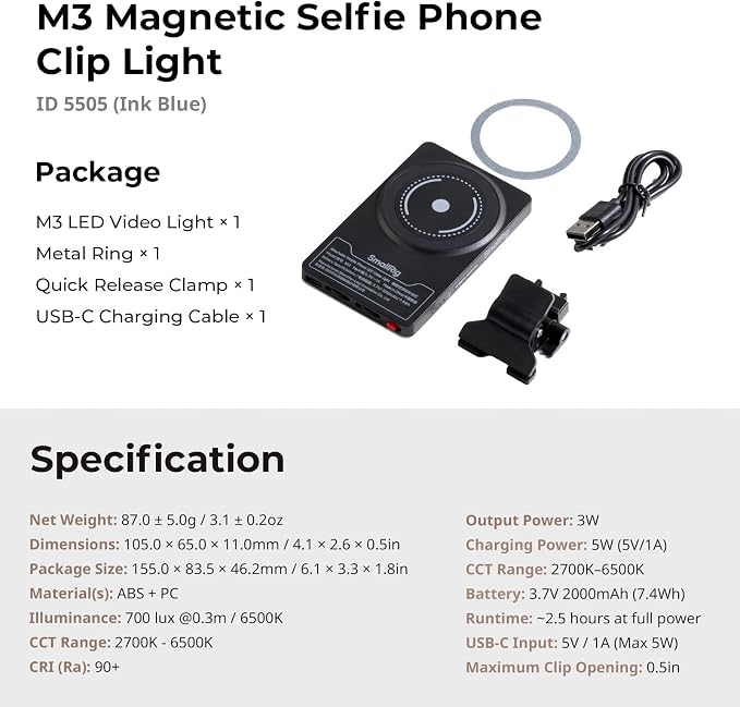 SmallRig M3 Magnetic Selfie Phone Light - Image 9