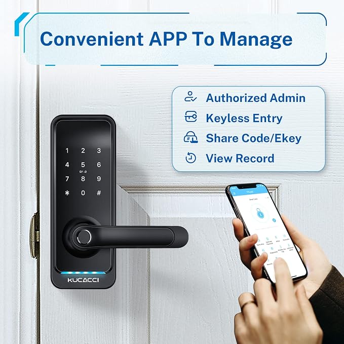 Smart Door Lock with Handle: Kucacci Keyless Entry Digital Door Lock - Image 3