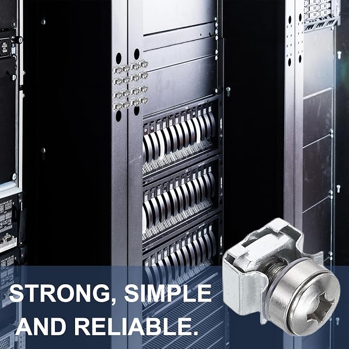 PATIKIL Rack Mount Cage Nut, Carbon Steel Rack Screws Zinc Square Snap-in Cage - Image 4