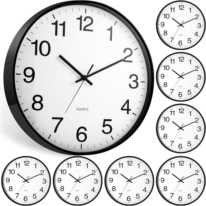 Inbagi 8 Pcs Wall Clock Large Silent Battery Operated Wall Clocks Modern Non by Inbagi