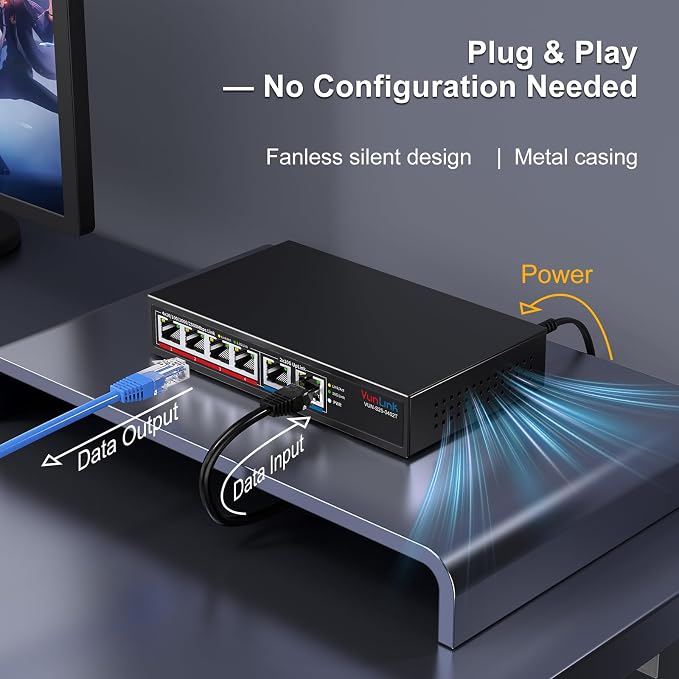 10Gb Ethernet Switch with 4 x 2.5GbE + 2 x 10GbE RJ45 Ports, VunLink 6 Port - Image 5