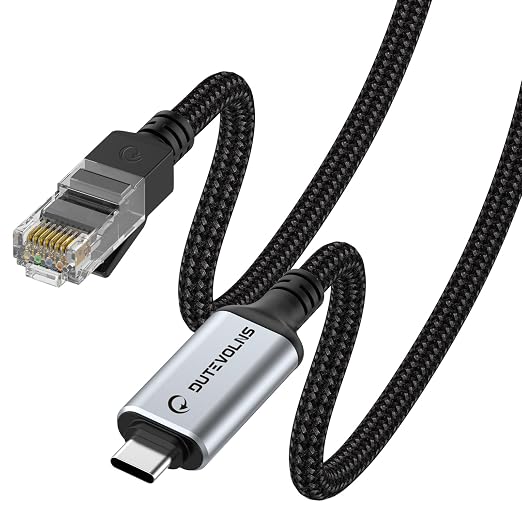 USB C to Ethernet Cable 6.6FT, Type C to RJ45 Nylon Cord, Gigabit Directly by DUTEVOLNS