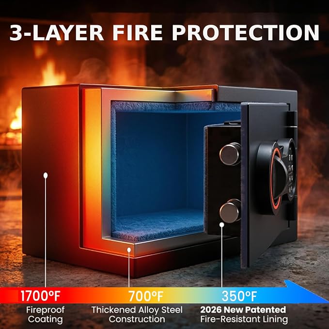 Small Fireproof Safe for Home, 14.8Lbs Heavy Duty Fire Safe Box for Office & - Image 2