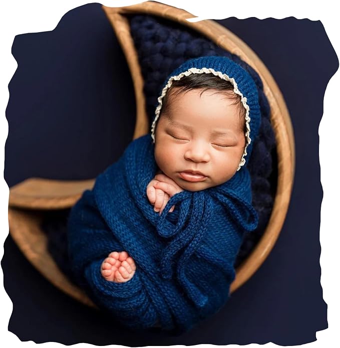 Newborn Photography Props Wraps & Ruffle Edge Bonnet by CHICODISE