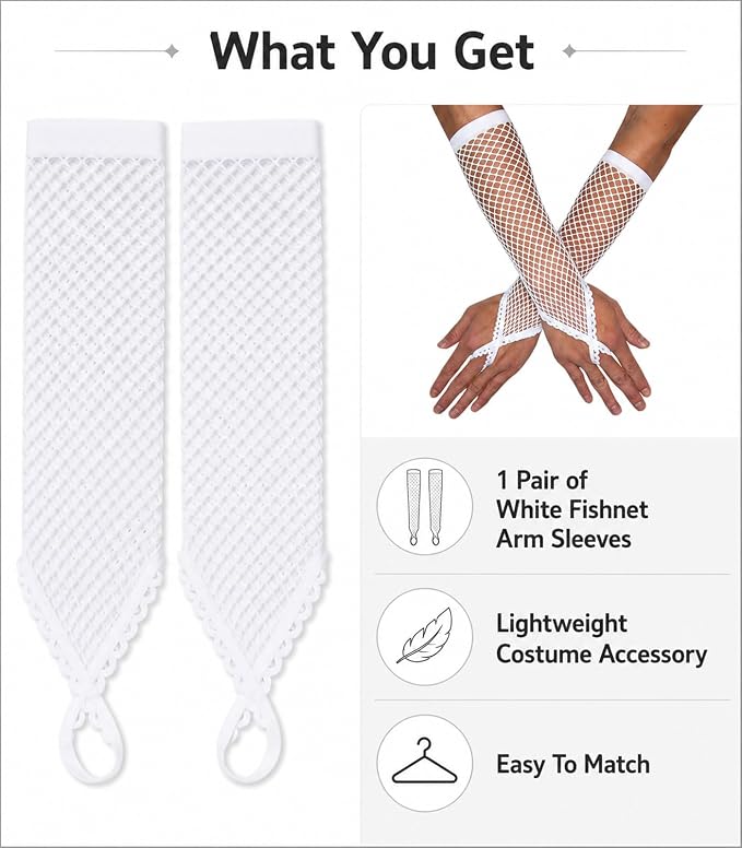 Seeksmile Women's Girls 80's Theme Party Emo Fingerless Arm Fishnet Gloves - Image 2