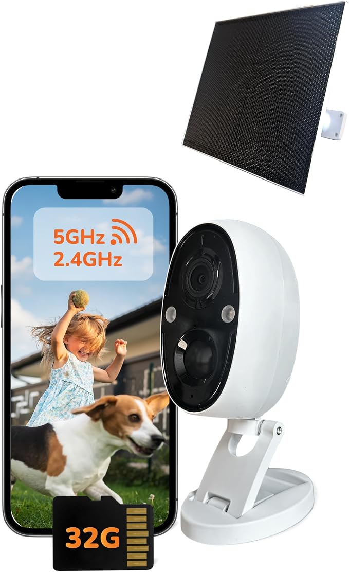 SensForge 2.5K Solar Powered Indoor/Outdoor Battery Camera, Dual-Band WiFi by SensForge