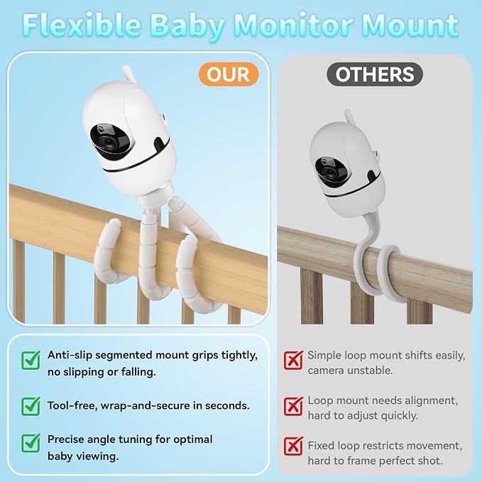 Tripod Baby Monitor Mount for HelloBaby HB6550/ HB6560/ HB65/ HB6351/ HB40/ - Image 6