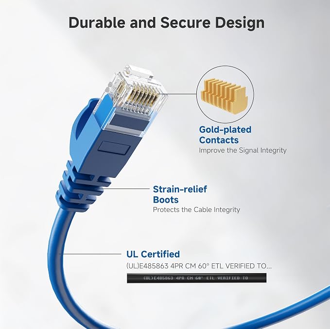 Cable Matters 10Gbps 5-Pack Snagless Short Cat 6 Ethernet Cable - 1ft - Image 5