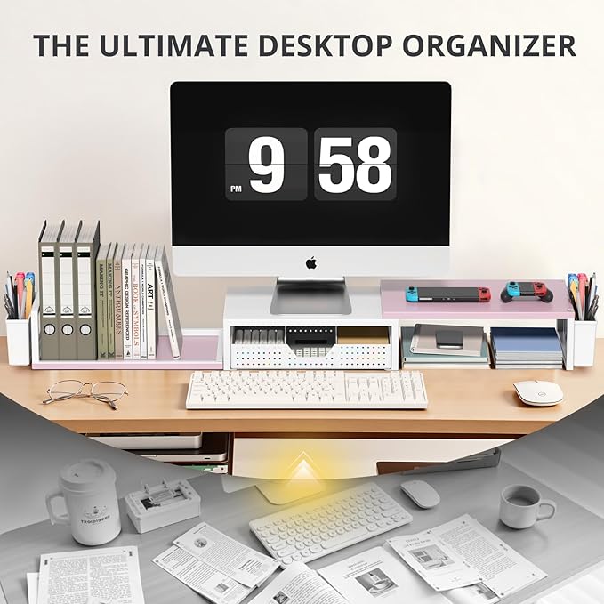 OPNICE Desk Organizers and Accessories, Dual Monitor Stand Riser - Image 6