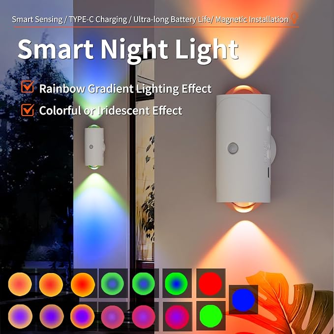 LED Motion Sensor Night Light, 7 Colors Rechargeable Battery Stair Light - Image 3