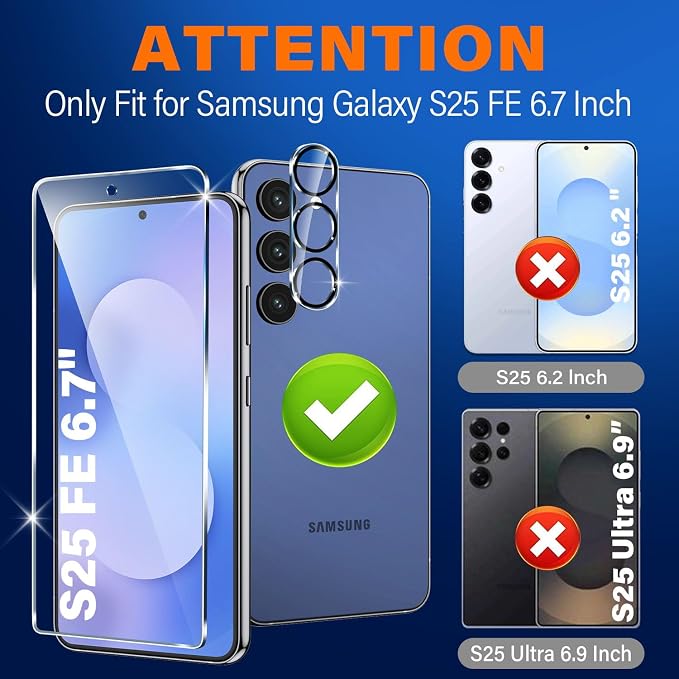firtstnow 3 Pack for Samsung Galaxy S25 FE Screen Protector Tempered Glass + 3 - Image 2