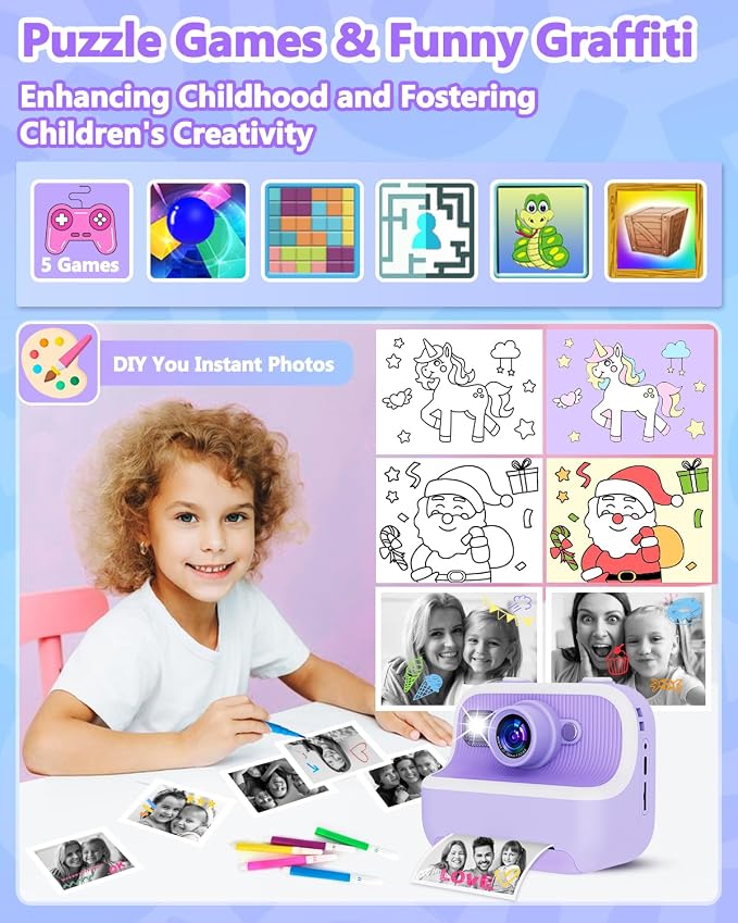 Instant Print Camera for Kids, Christmas Birthday Gifts for Girls Boys - Image 5