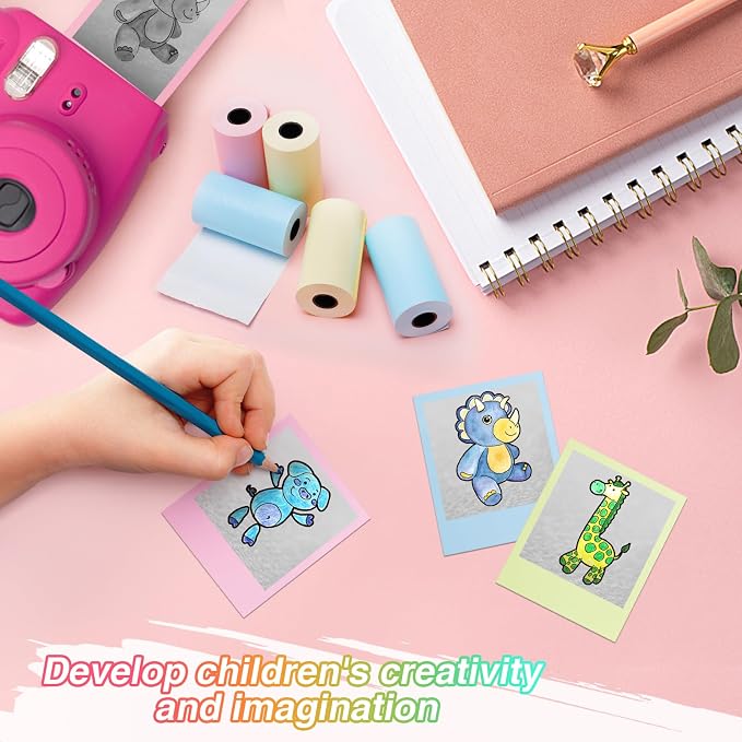 9 Rolls Kids Instant Camera Print Refill Paper- 1''×2.2'' Photo Printer Thermal - Image 3