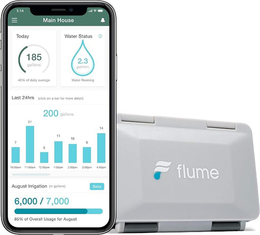 Flume 2 Smart Home Water Monitor & Leak Detector – WiFi Connected, Real-Time by FlumeWater