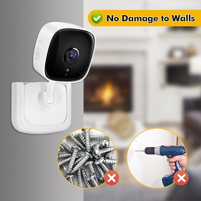4 Pack No Drill Tapo Camera Mount, Strong Adhesive Durable Wall Mount Stand Fits - Image 5