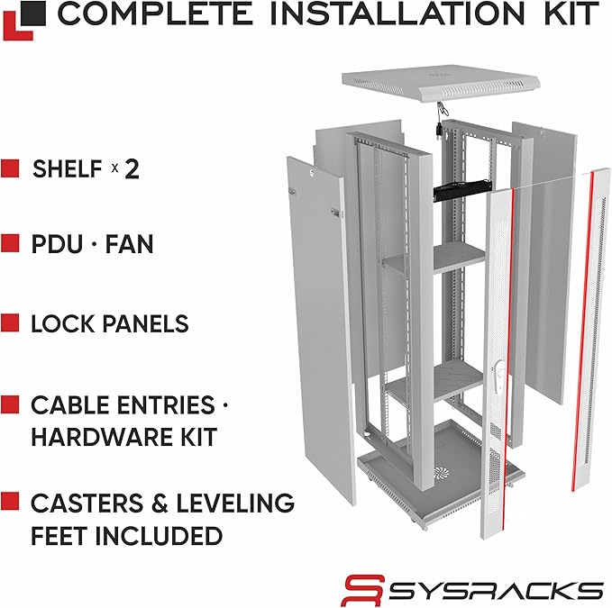 22U Wall Mount Server Rack Cabinet 24” Deep, 19” Network & AV Enclosure - Image 4