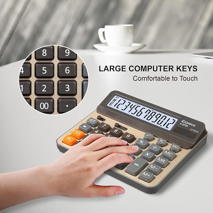 Comix Desktop Calculator, Large Computer Keys, 12 Digits Display, Champaign - Image 6