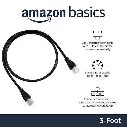 Amazon Basics RJ45 Cat-6 Ethernet Patch Cable, 1Gpbs Data Transfer Speed - Image 2