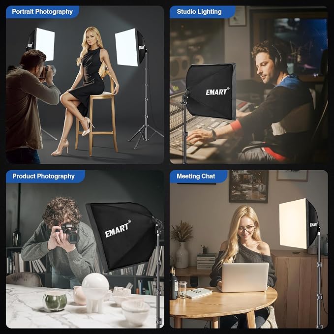 EMART Softbox Lighting Kit, 3000K-6000K 85W LED Bulbs - Image 5