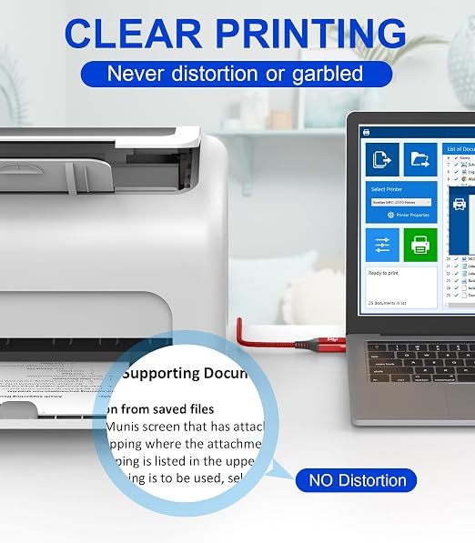 sweguard Printer Cable 10ft, USB 2.0 USB-A to USB-B Cord, High Speed Nylon - Image 6