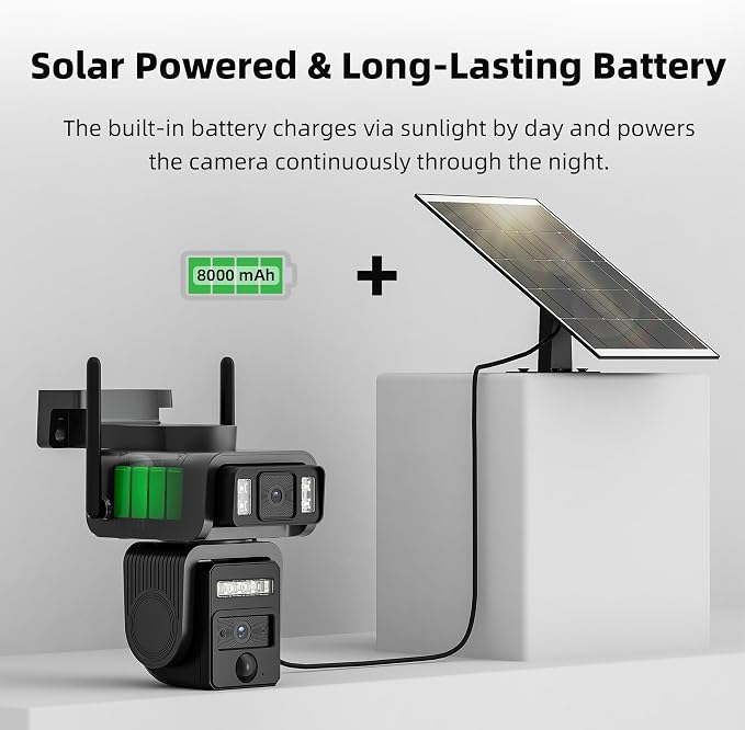 AJ19 Outdoor Solar Wireless Home Security Camera, 2.4GHz WiFi, Dual Lens 360° - Image 8