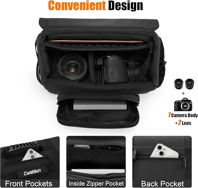 Cwatcun Camera Sling Bag, Waterproof Multifunction Photography Tactica Camera - Image 3