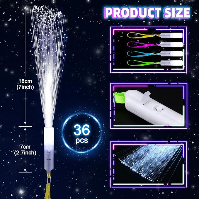 SHQDD 36 PCS White Fiber Optic Sticks, LED Fiber Wands, Fiber Optic Wand - Image 4