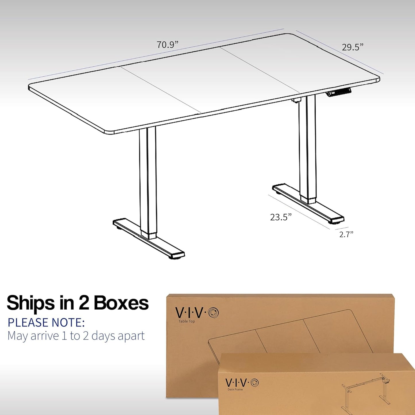 VIVO Electric 71 x 30 in Rustic Standing Desk, Memory Height Adjustment, 1B Series, Vintage Brown Top White Frame, DESK-KIT-1W7N