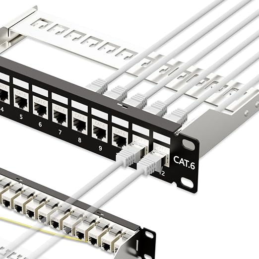 iwillink 10Gbps Patch Panel 12 Port, RJ45 Through Coupler Cat6 Patch Panel STP by IWILLINK