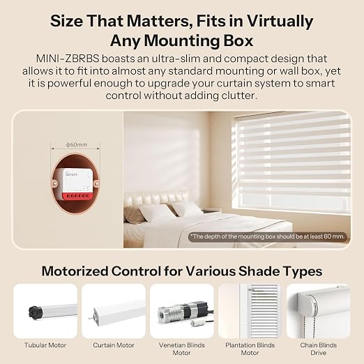 SONOFF Zigbee Smart Roller Shutter Switch, MINI-ZBRBS, Mini Size, Percentage - Image 4
