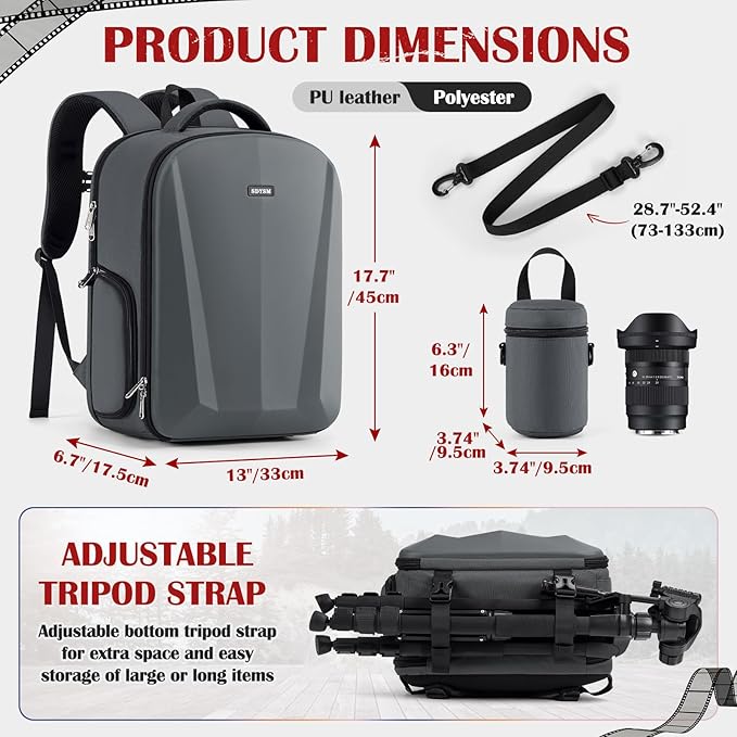 SDYSM Camera Backpack, Hardshell DSLR/SLR Camera Bag - Image 4