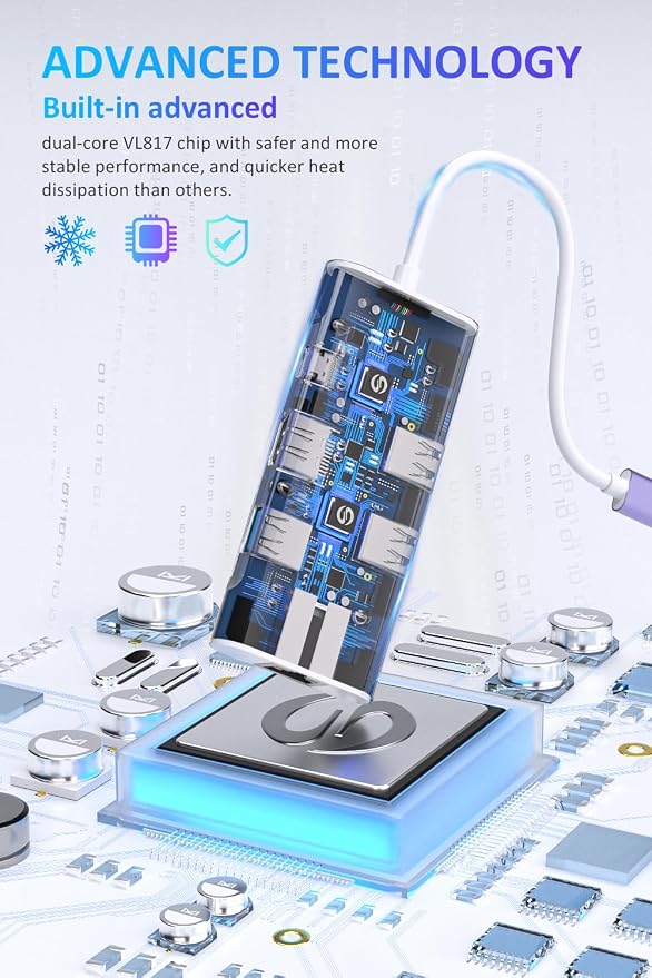 UtechSmart USB C Hub, Ethernet Multiport Adapter 6 In 1 USB C to HDMI Dock - Image 7