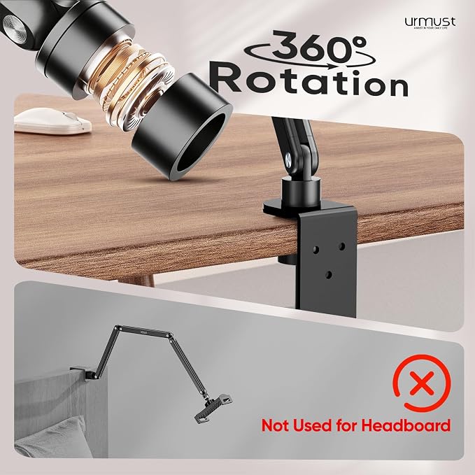Urmust Tablet Stand for Desk, Adjustable iPad Holder for Bed, 360° Rotation - Image 8