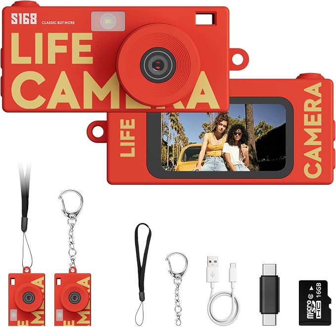 Mini Keychain Digital Camera, 1440P Video, 2MP Photos, 16GB Card, Type C by Dienspeak