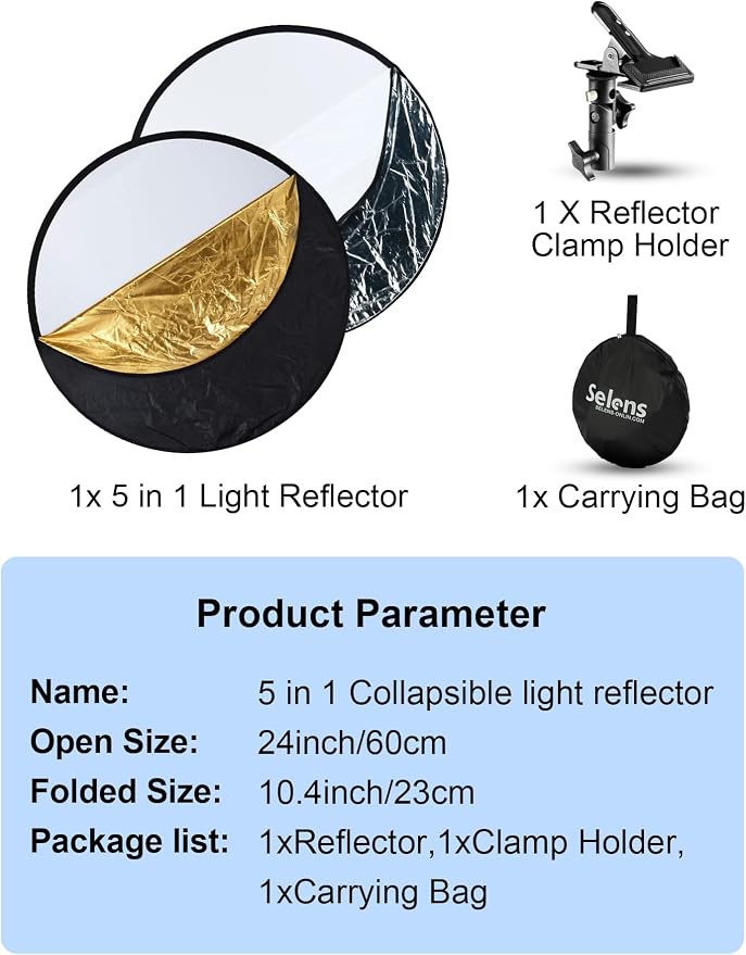 Selens Portable 24inch/60cm Light Reflector - Image 8