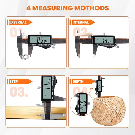HARDELL Digital Caliper, Rechargeable 0-8 Inch Calipers Measuring Tool - Image 7
