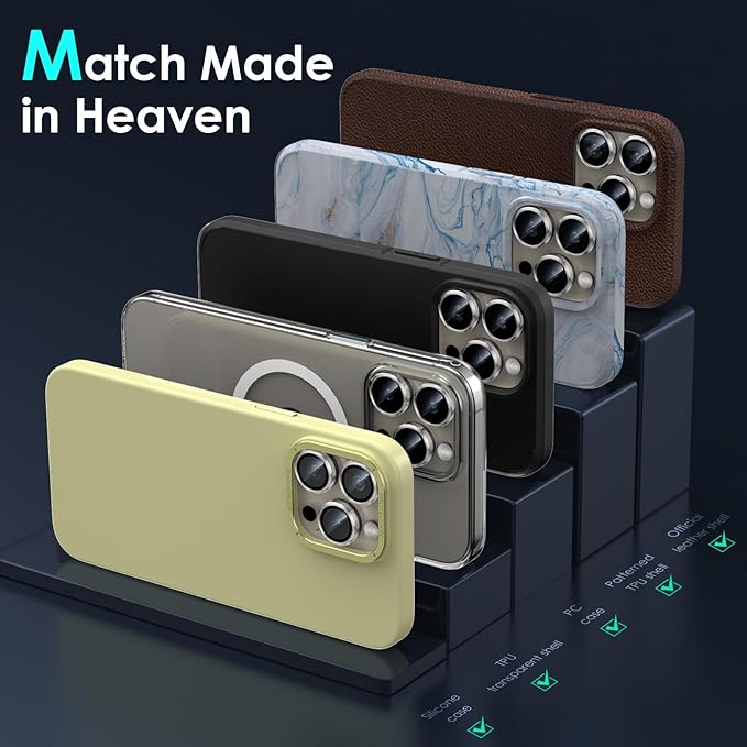 YWXTW Camera Lens Protector for iPhone 15 Pro/iPhone 15 Pro Max, HD Clear - Image 6