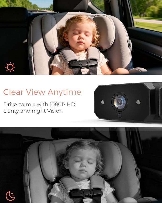 Wireless Baby Car Camera, Babyvue BV6 1080P HD Baby Car Monitor - Image 4