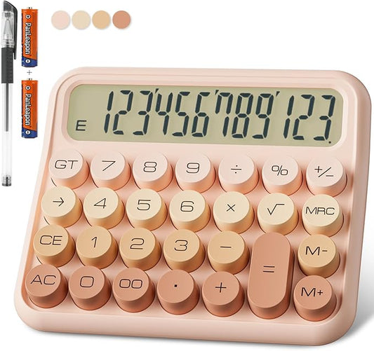 Mechanical Calculator 12 Digit Extra Large 5-Inch LCD Display, DECKLIT Battery by DECKLIT